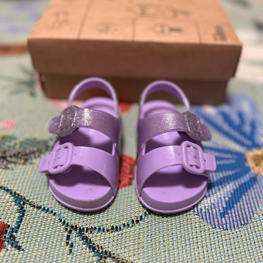 Mini Melissa Lavender Sandals with Glitter Strap